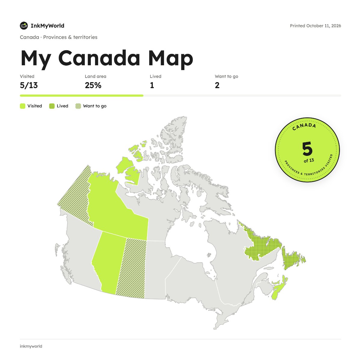 Example canada provinces map made with InkMyWorld